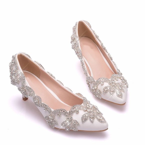 NEW Sparkling Bling Swarovski Crystal Rhinestone Pumps White Wedding Sho… - Picture 3 of 6